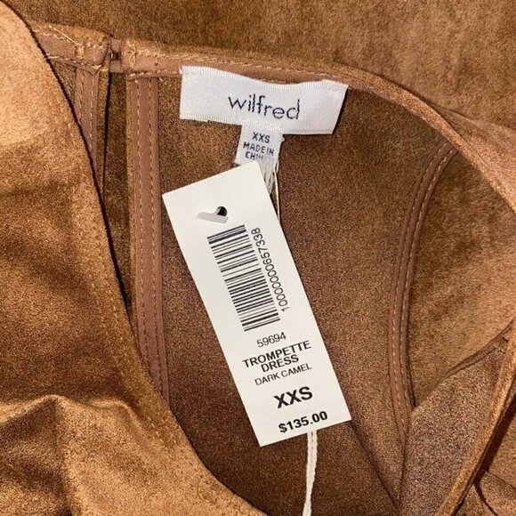 NEW Wilfred Trompette Dress Brown Faux Suede Keyhole XXS - Picture 7 of 9
